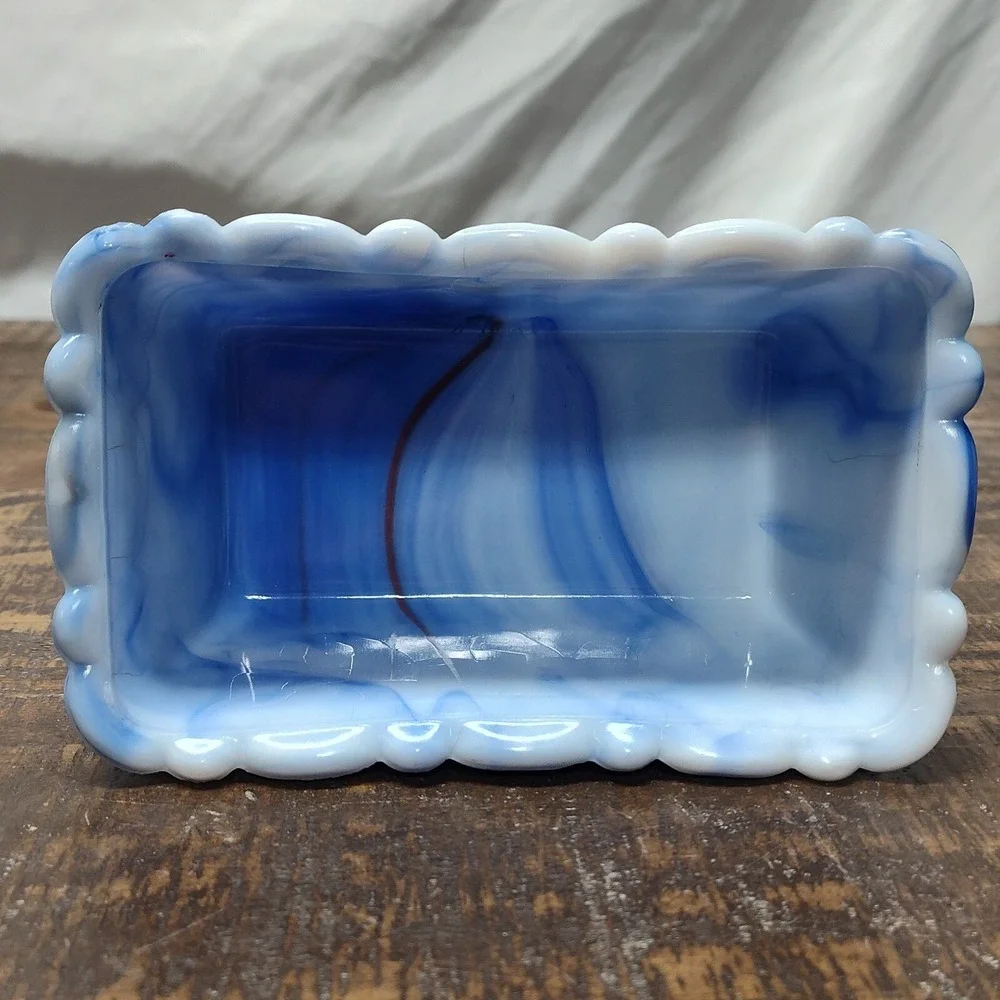 Vintage Akro Agate Bowl Made in the USA marble ruffled edge